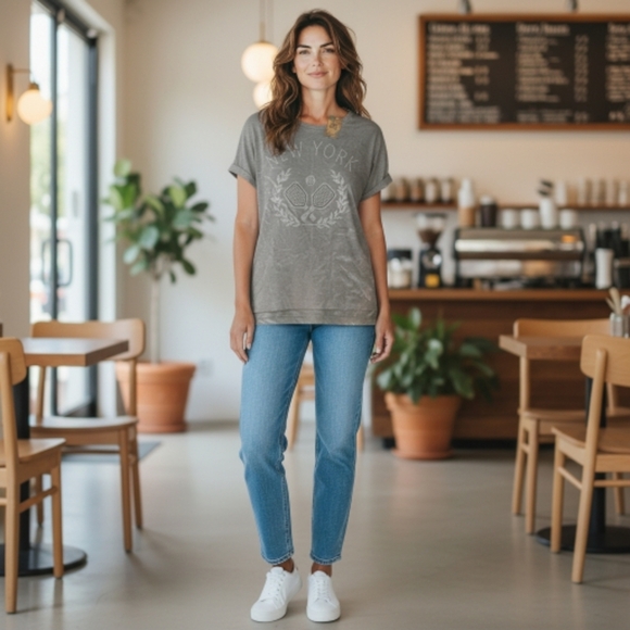 Day Break Tops - NWT, Women’s Day Break New York Pickleball T-Shirt, Size Small, Cuffed Sleeves